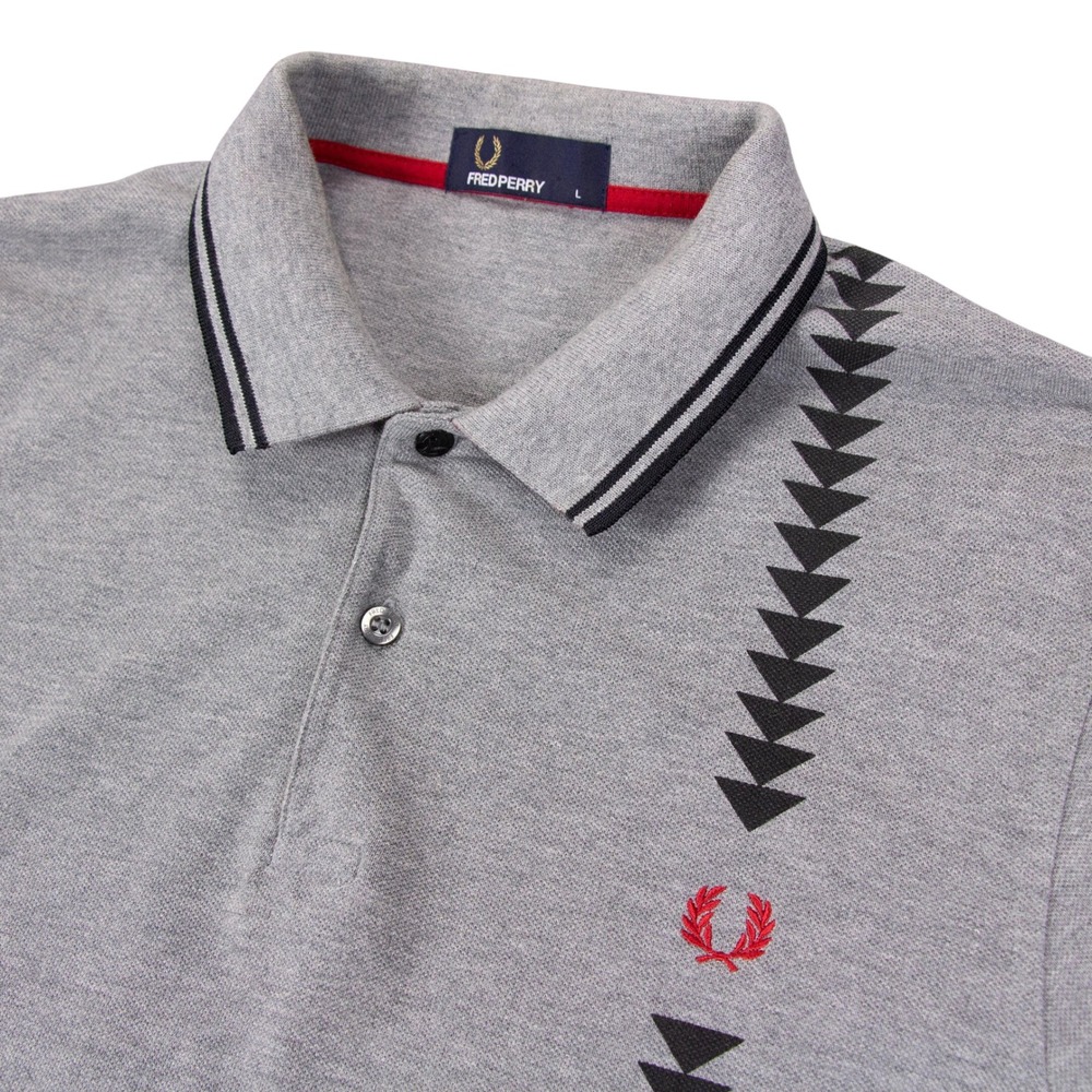 Fred Perry Chevron Mens L Grey Twin Tipped Pique Polo Shirt AFPM1414235 RARE